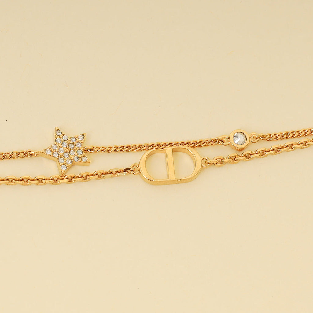Christian Dior Gold Finish Petit CD Double Bracelet