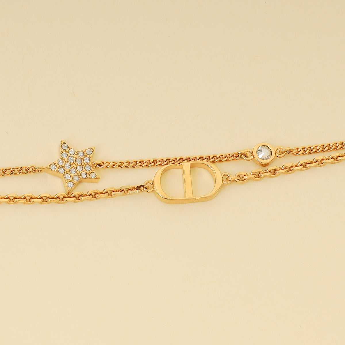 Christian Dior Gold Finish Petit CD Double Bracelet