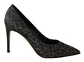 Sofia Black Leopard Leather Stiletto High Heels Pumps Women's Shoes