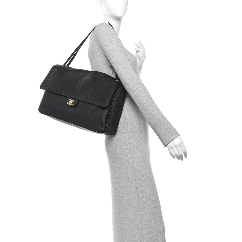 Grained Calfskin Souplissimo Maxi Flap Black