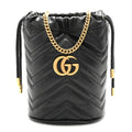 Calfskin Matelasse Mini GG Marmont 2.0 Bucket Bag Black