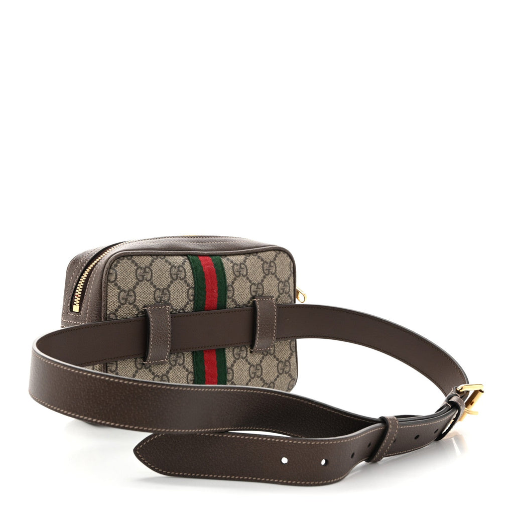 GG Supreme Monogram Web Small Ophidia Belt Bag 95 38 Dark Brown