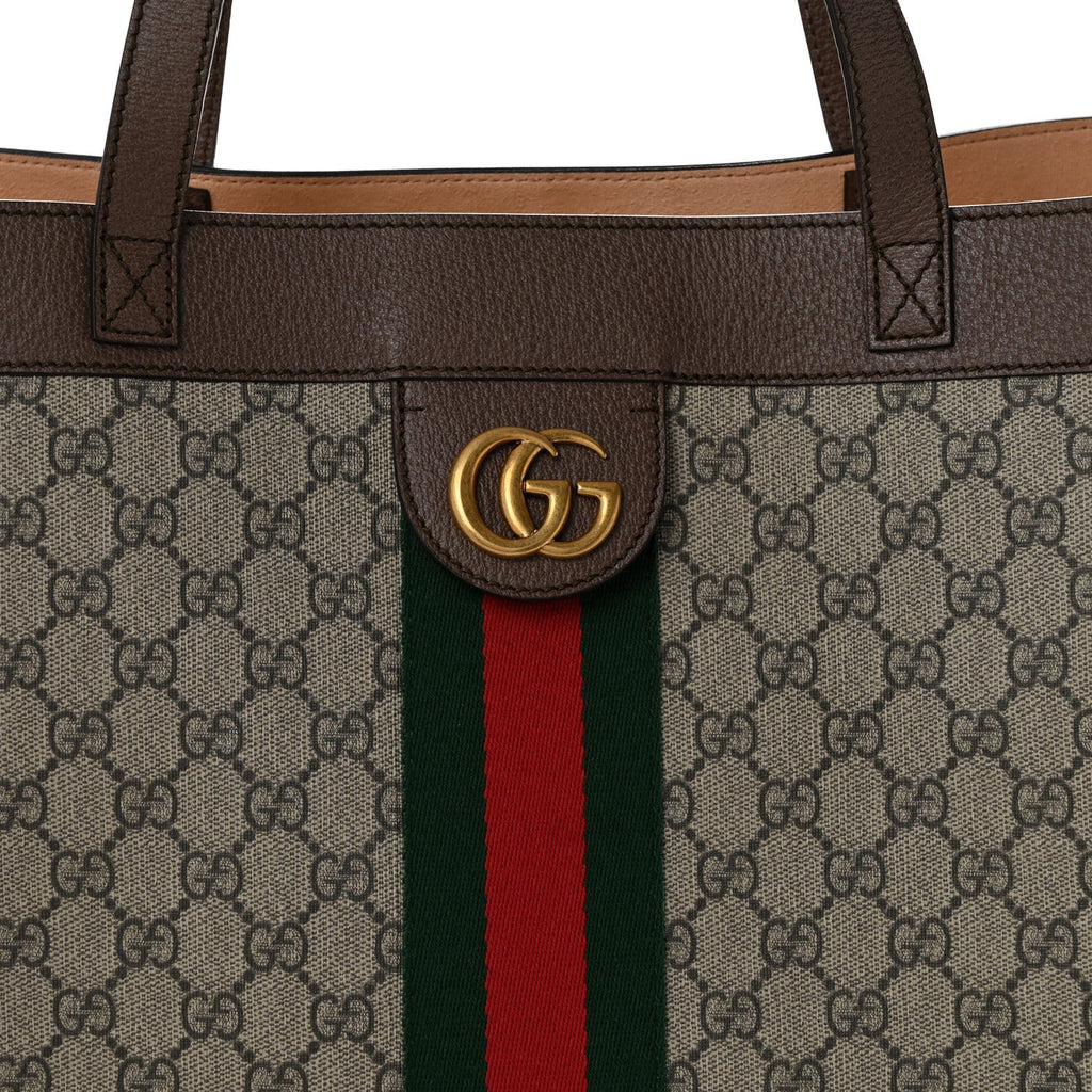 GG Supreme Monogram Web Ophidia Tote Brown