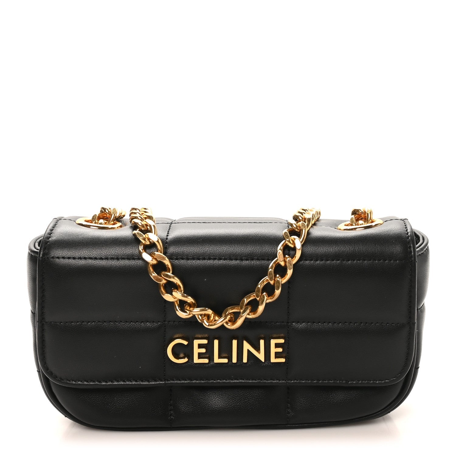 Goatskin Matelasse Mini Chain Shoulder Bag  Black