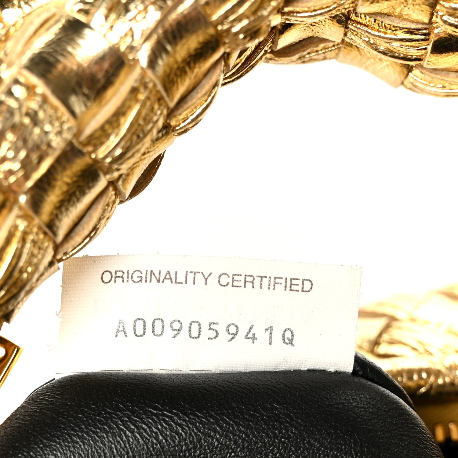 Laminated Calfskin Pressed Intreccio Mini Jodie Gold