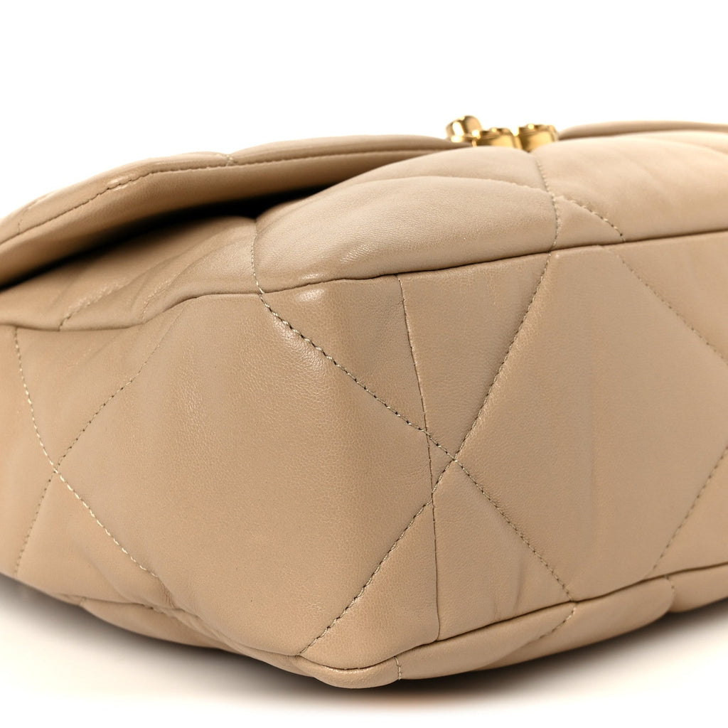 Lambskin Quilted Large Chanel 19 Flap Beige