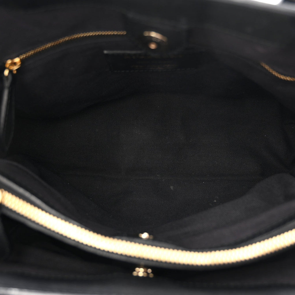 Grainy Calfskin House Check Medium Banner Tote Black