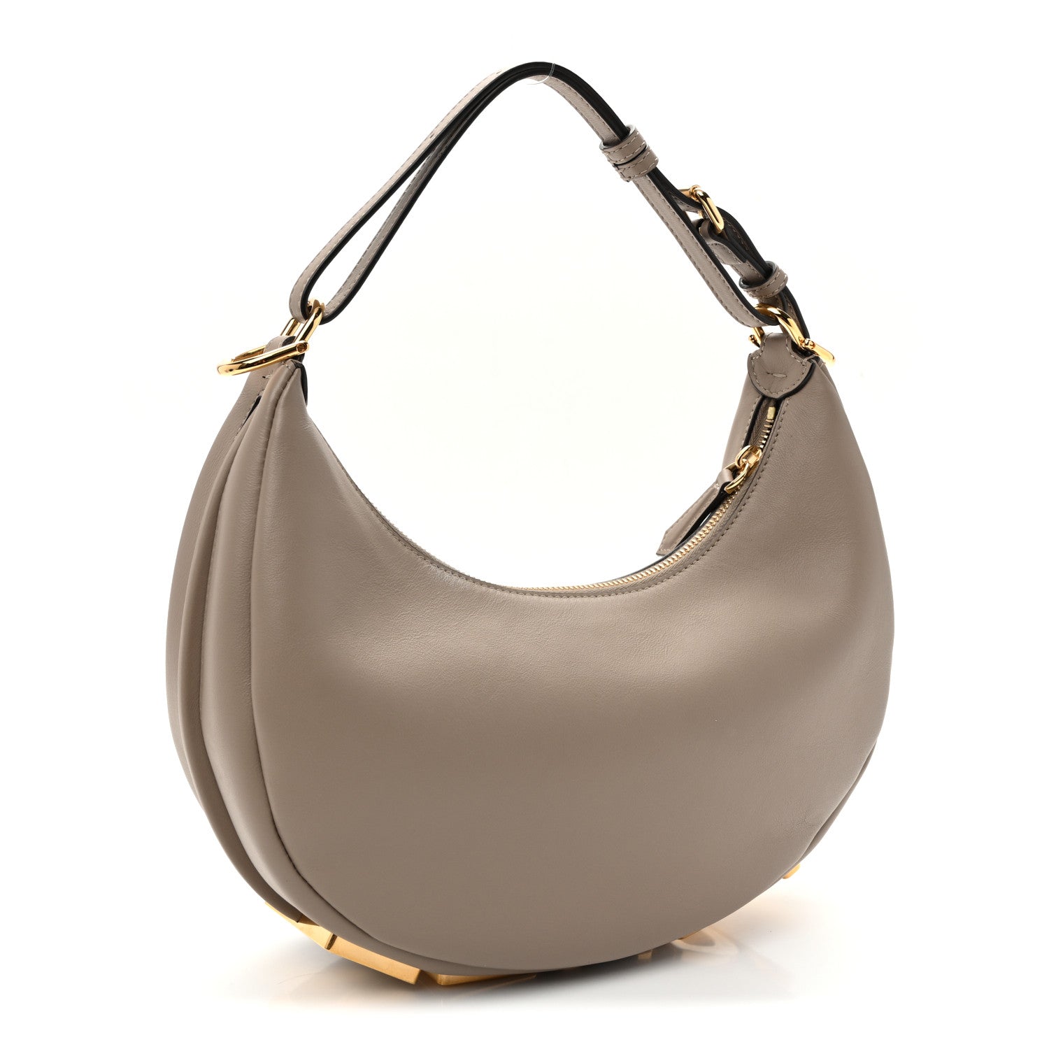 Vitello Grace Matte Small Fendigraphy Hobo Bag Tortora