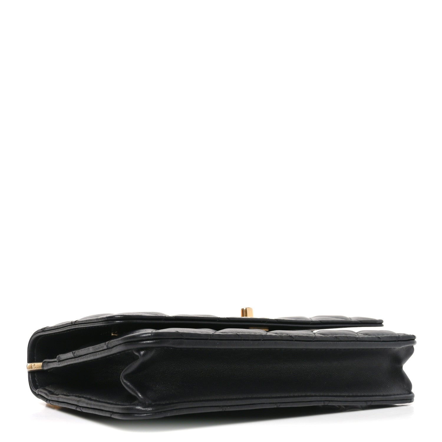 Lambskin Quilted Sweet Camellia Wallet on Chain WOC Black