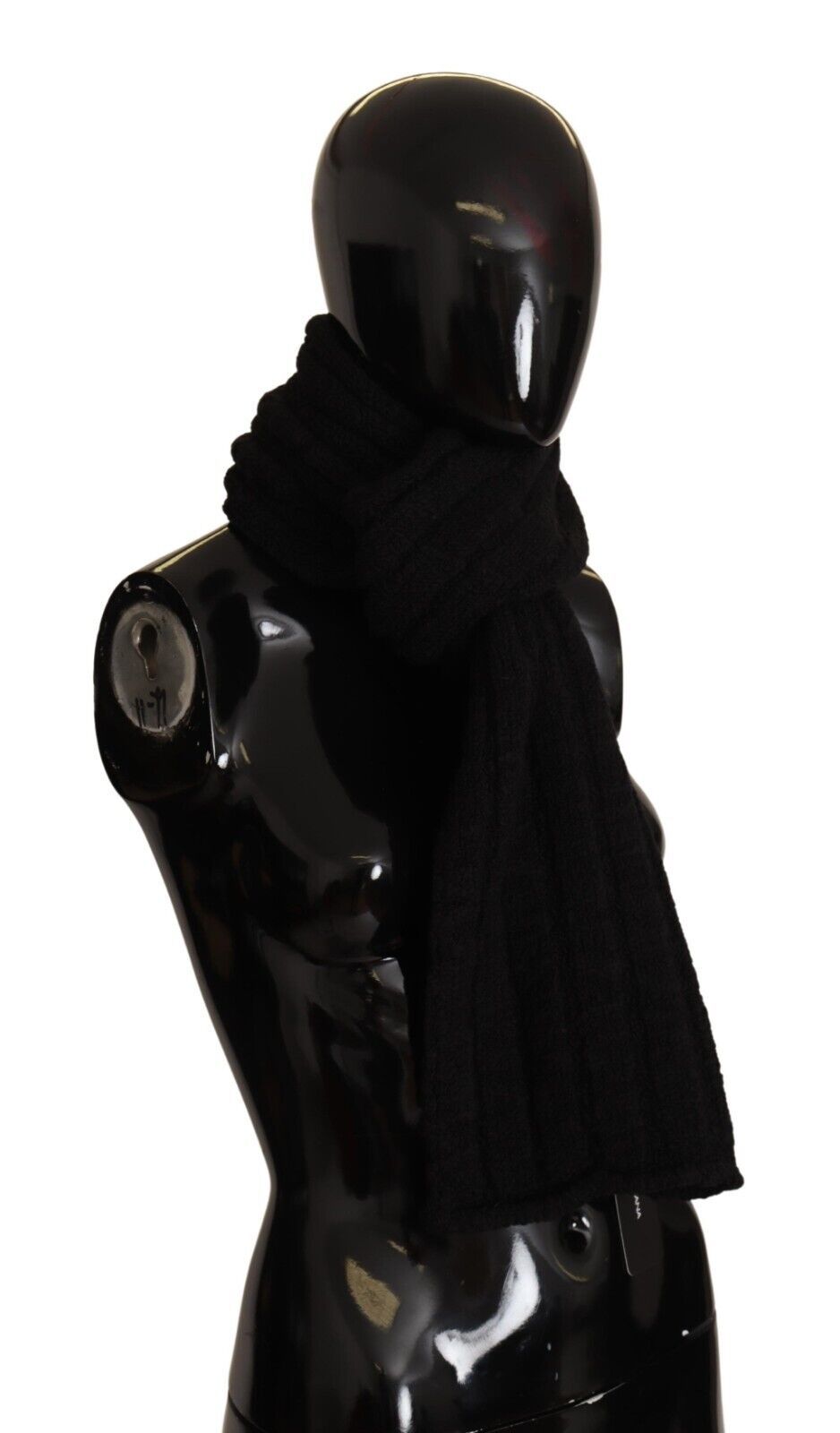 Dolce & Gabbana Black Virgin Wool Knitted Unisex Warmer Shawl Women's Scarf