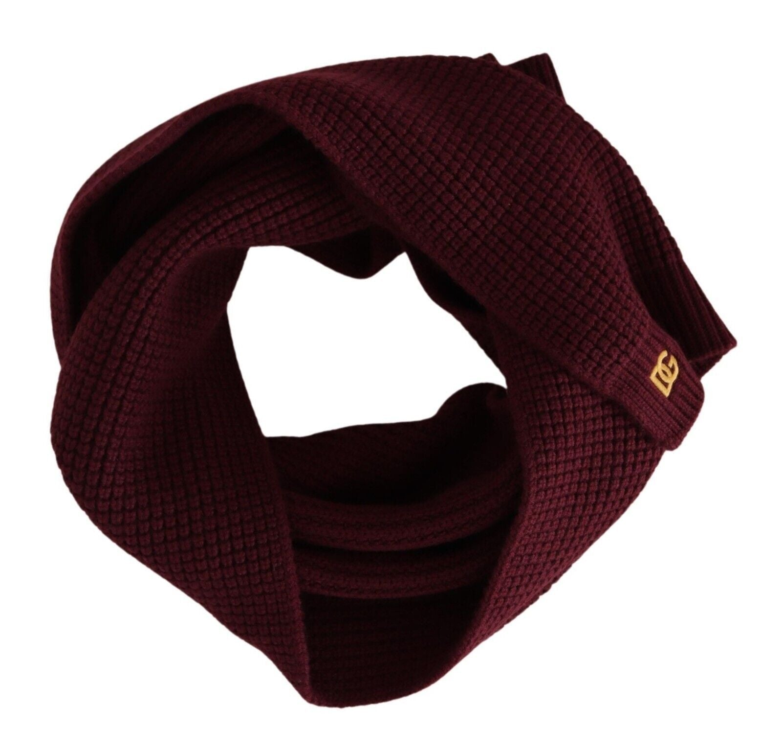 Dolce & Gabbana Dark Red Cashmere Logo Wrap Shawl Knitted Women's Scarf