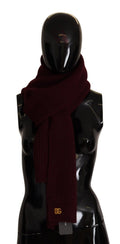 Dolce & Gabbana Dark Red Cashmere Logo Wrap Shawl Knitted Women's Scarf