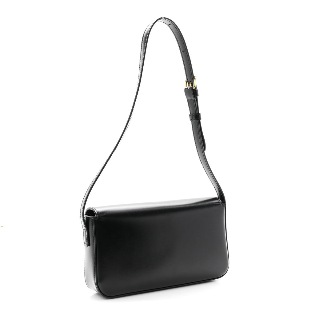 Shiny Calfskin Triomphe Shoulder Bag Black