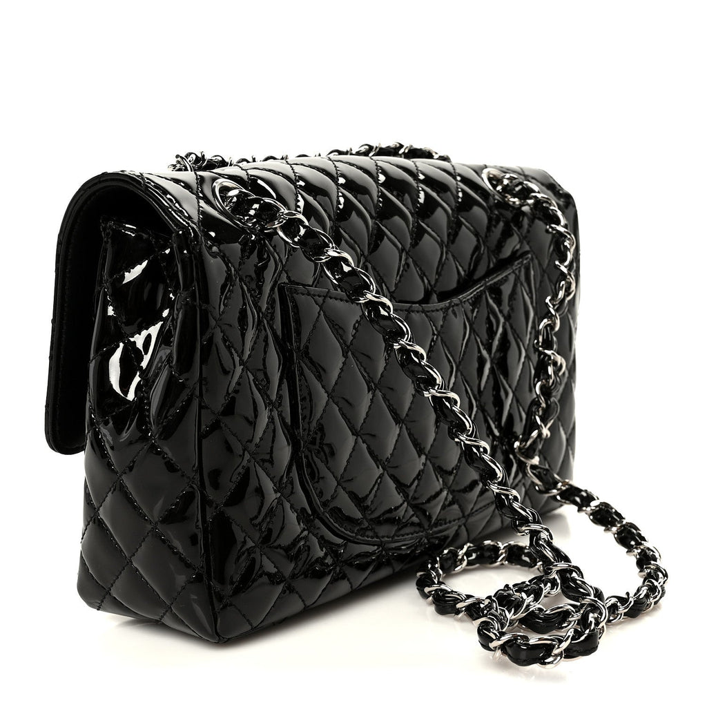 Patent Quilted Secret Label Medium Flap Black