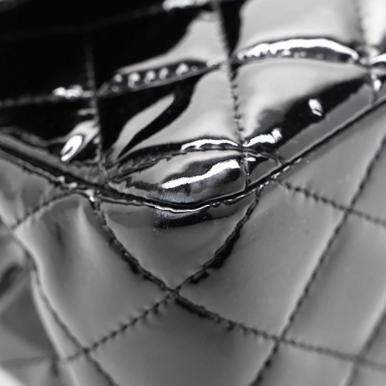 Patent Quilted Medium Double Flap Black