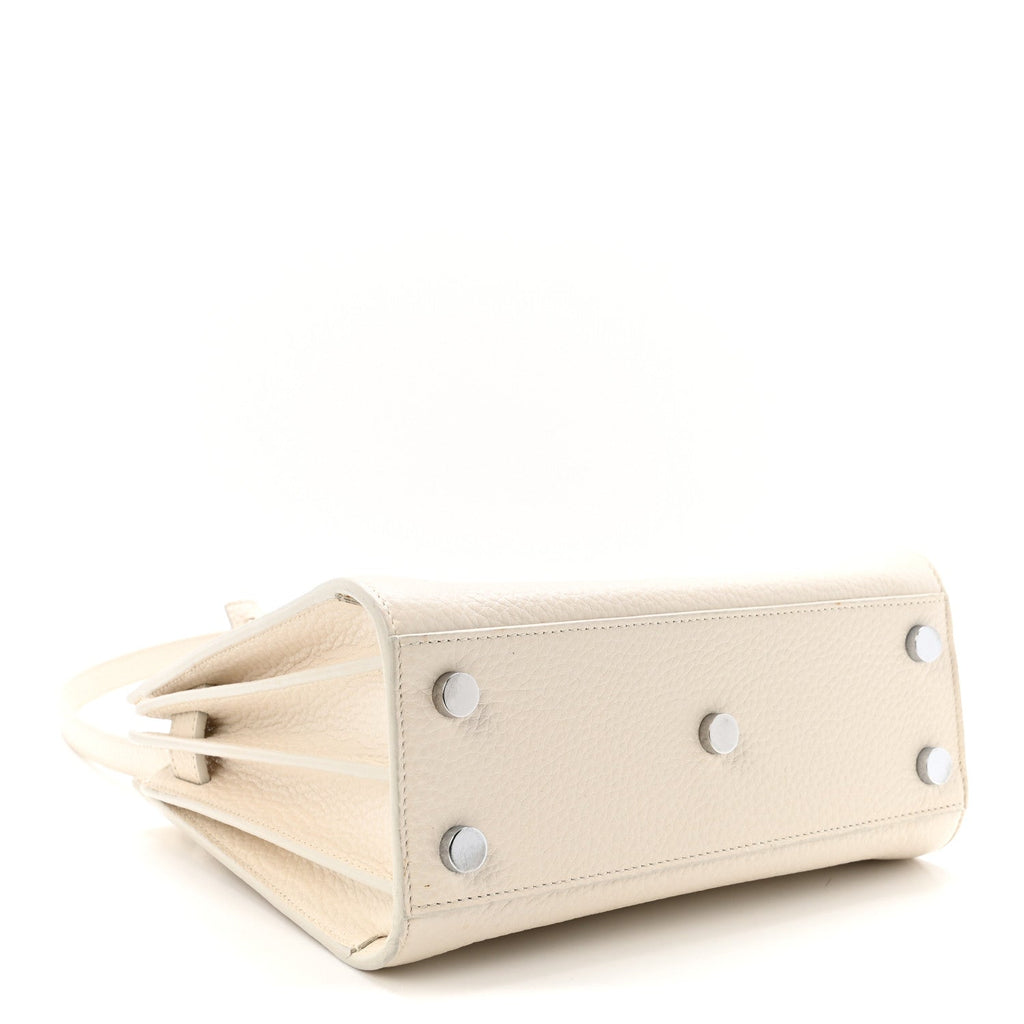 Grained Calfskin Nano Sac de Jour Dove White