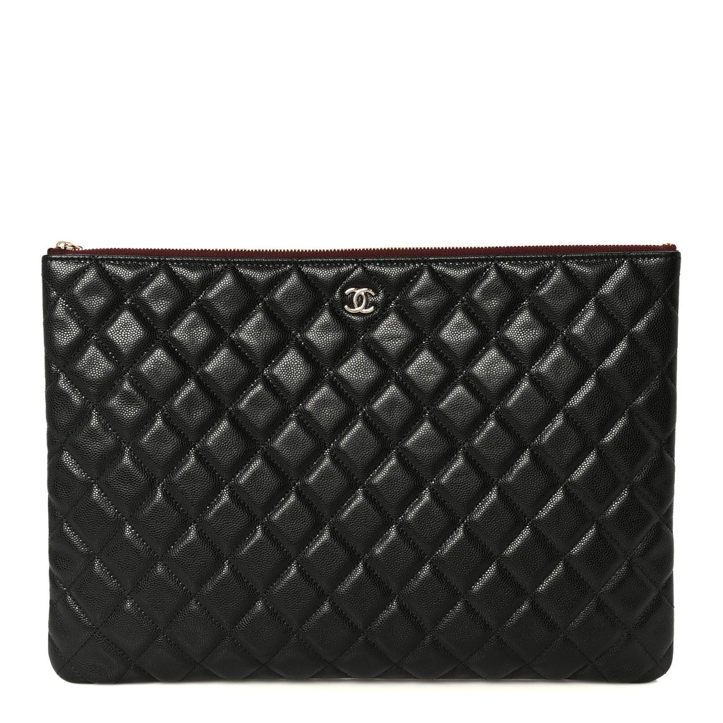 Caviar Quilted Large Cosmetic Case Black