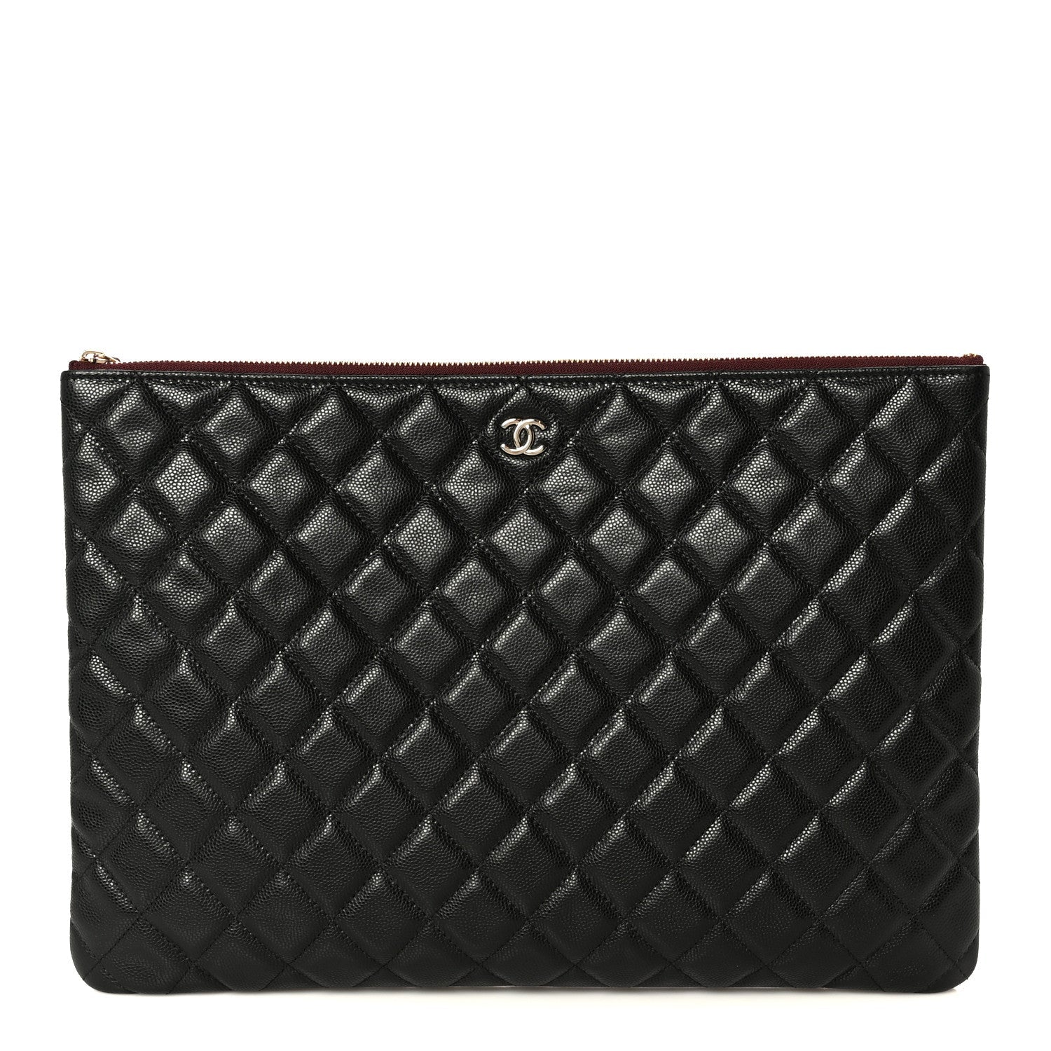 Caviar Quilted Large Cosmetic Case Black