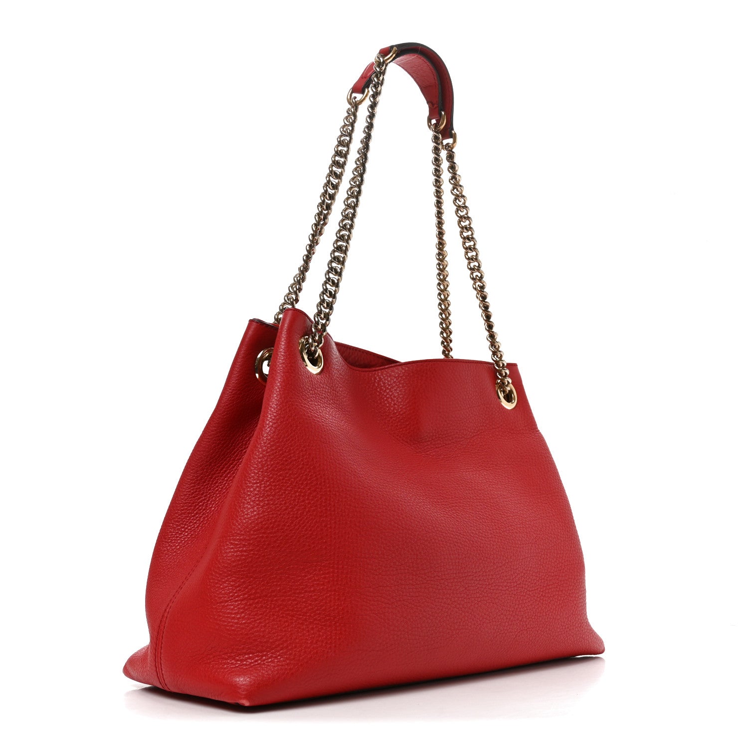 Pebbled Calfskin Medium Soho Chain Shoulder Bag Tabasco Red