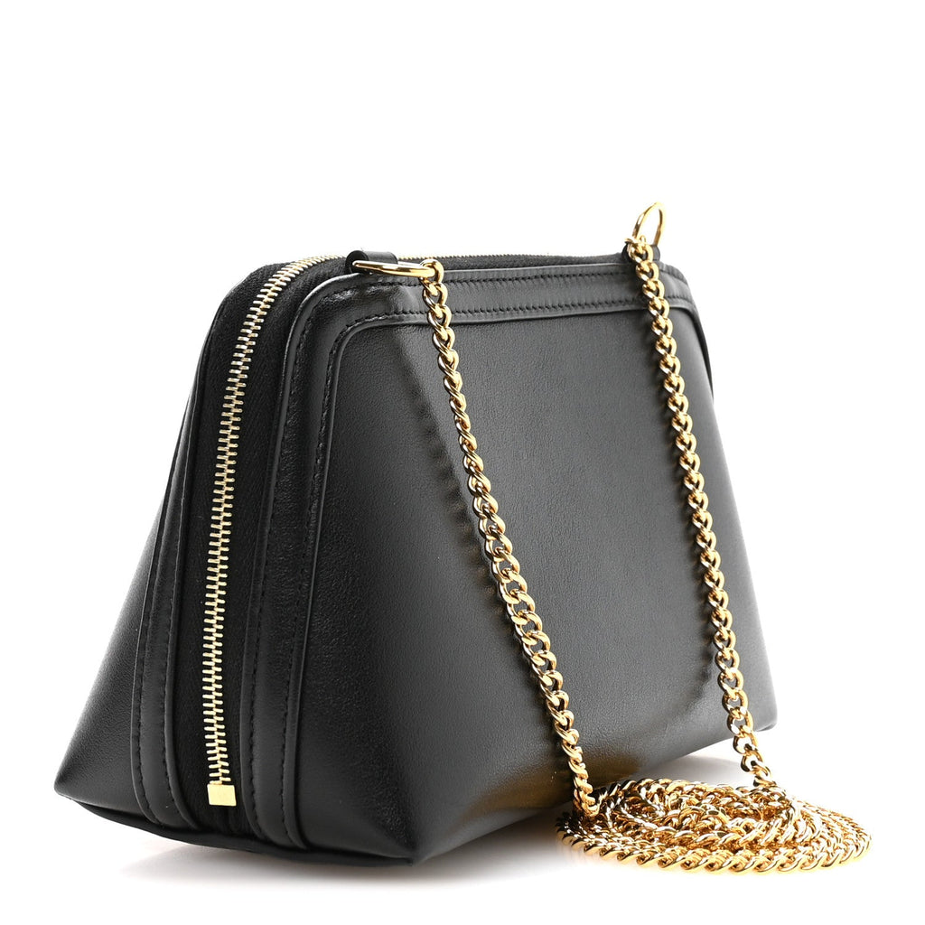 Smooth Calfskin Cuir Triomphe Clutch on Chain Black