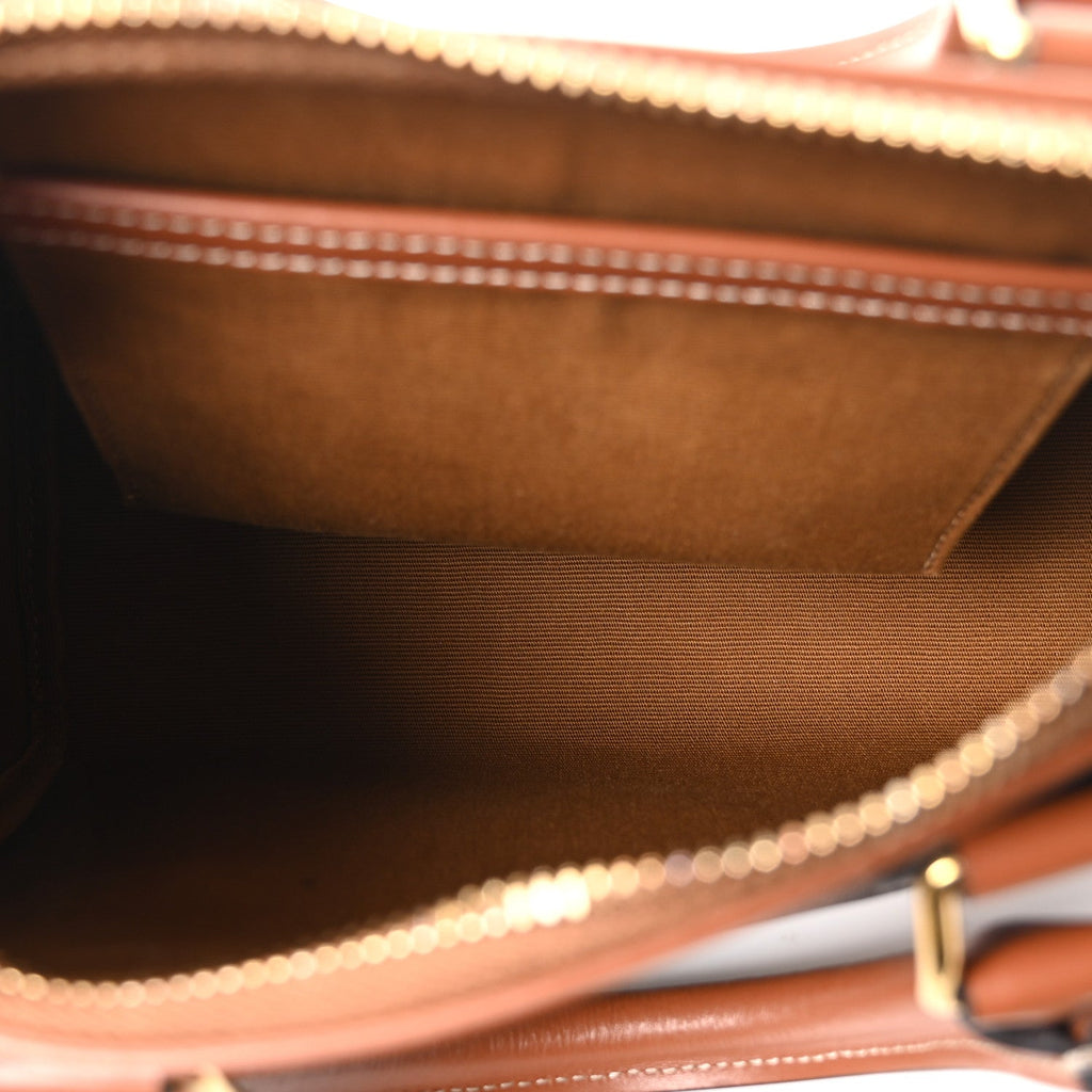 Triomphe Canvas Calfskin Small Boston Bag Tan