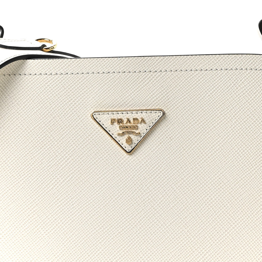 Saffiano Cuir Small Matinee Tote  Bianco Black