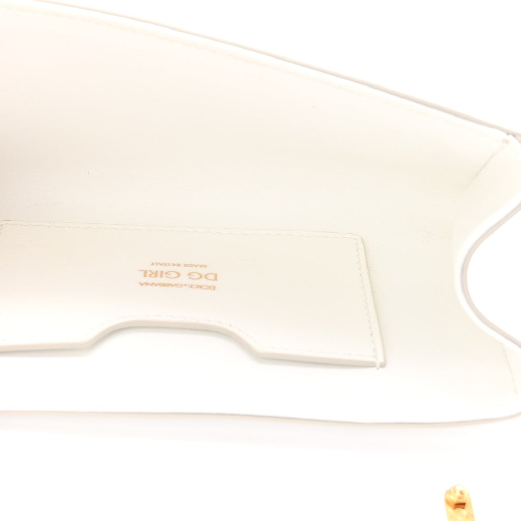 Calfskin DG Girls Phone Shoulder Bag White