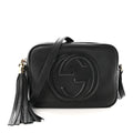 Pebbled Calfskin Small Soho Disco Bag Black