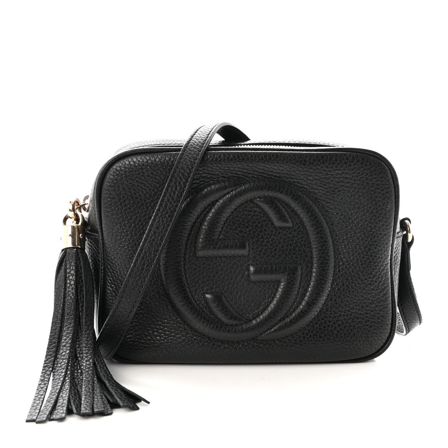 Pebbled Calfskin Small Soho Disco Bag Black