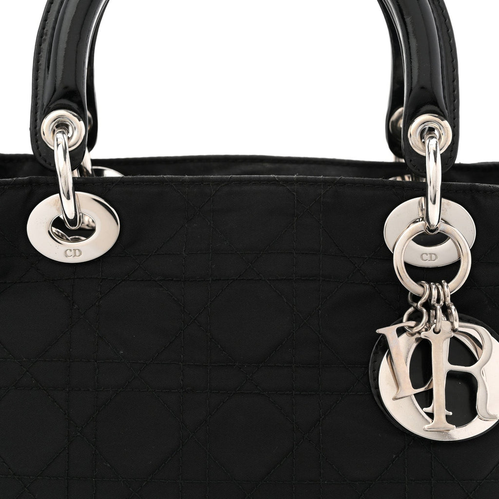 Nylon Cannage Medium Lady Dior Black