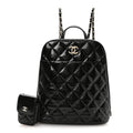 Shiny Calfskin My Pocket Backpack Black