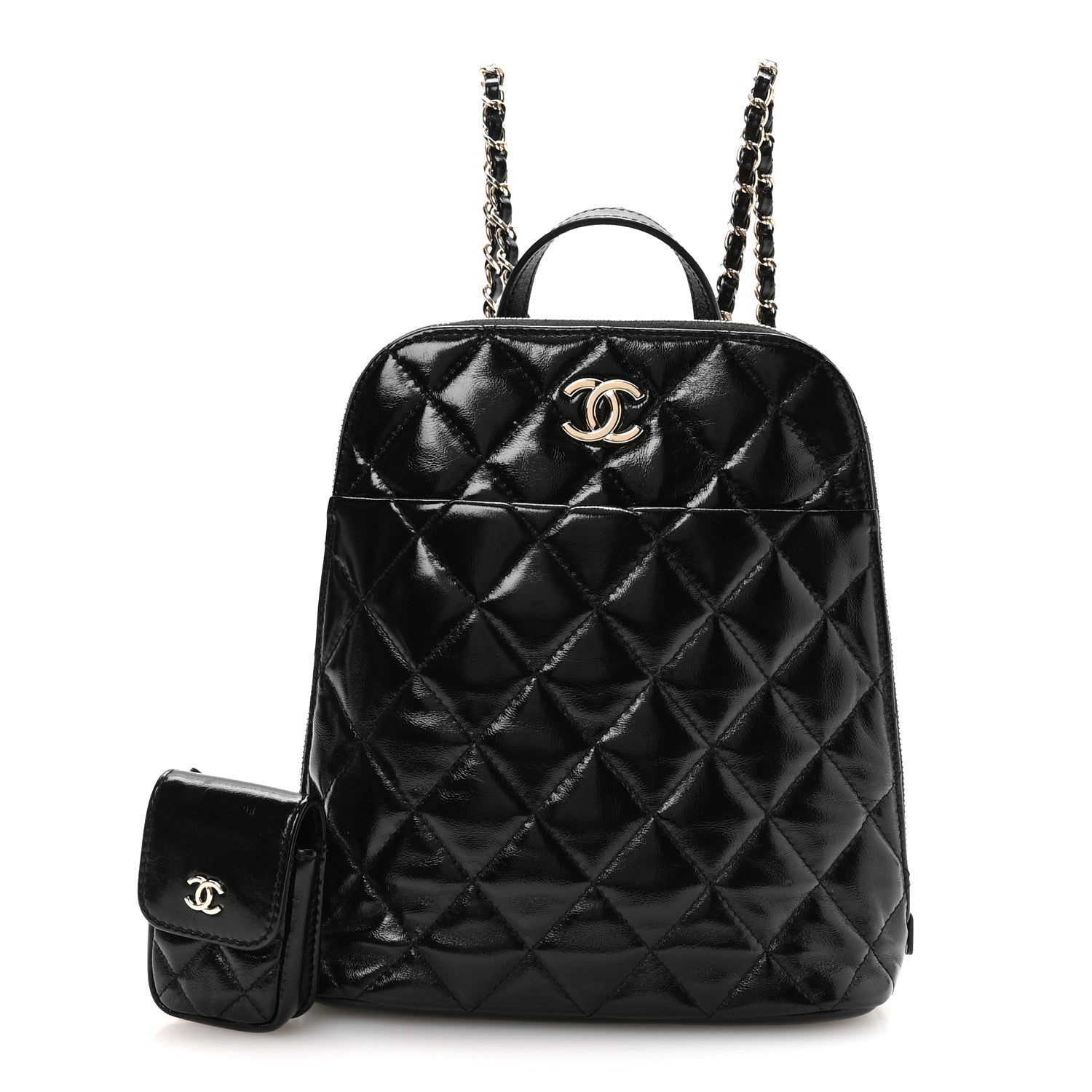 Shiny Calfskin My Pocket Backpack Black