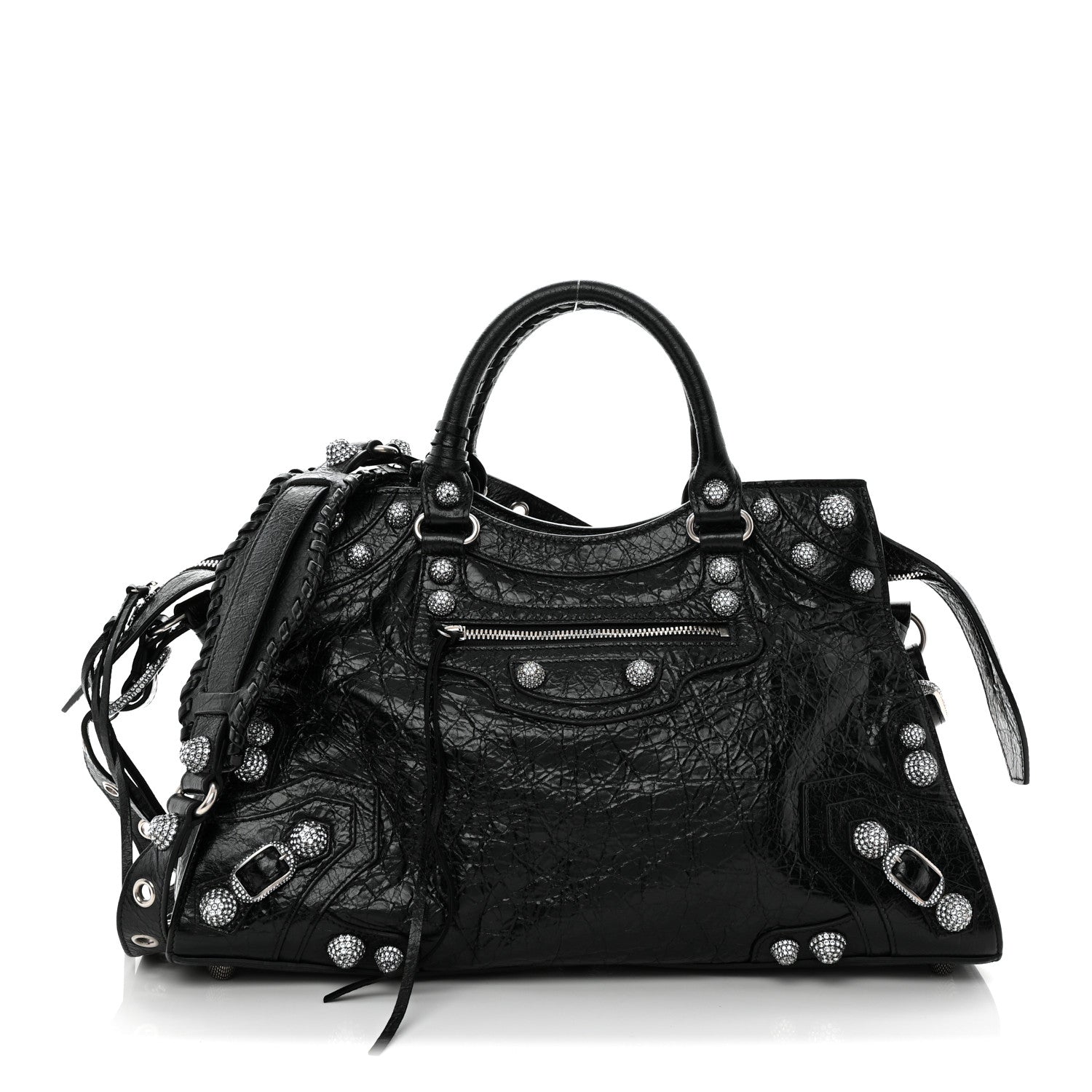 Agneau Arena Crystal Neo Cagole City Handbag Black