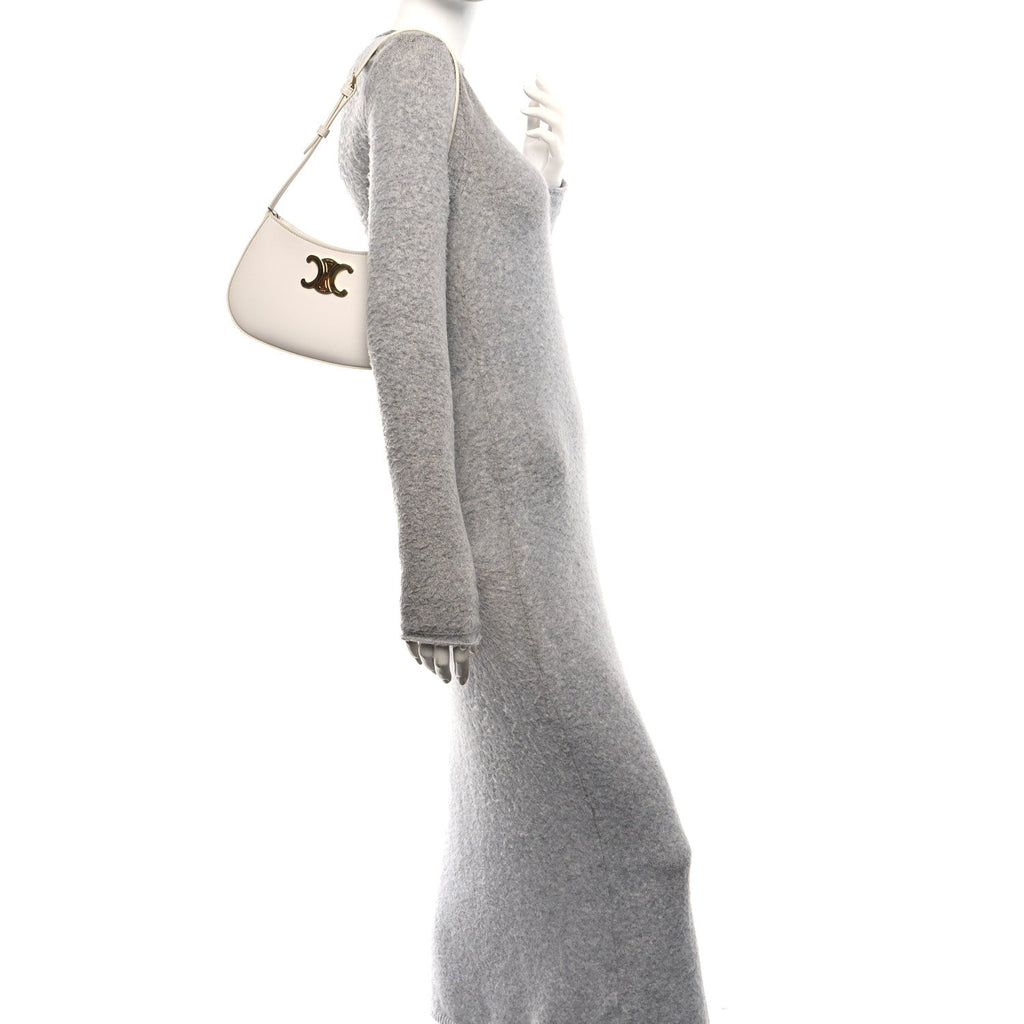 Shiny Calfskin Medium Tilly Triomphe Shoulder Bag Rice