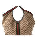 GG Monogram Web Large Giglio Tote Beige Brown