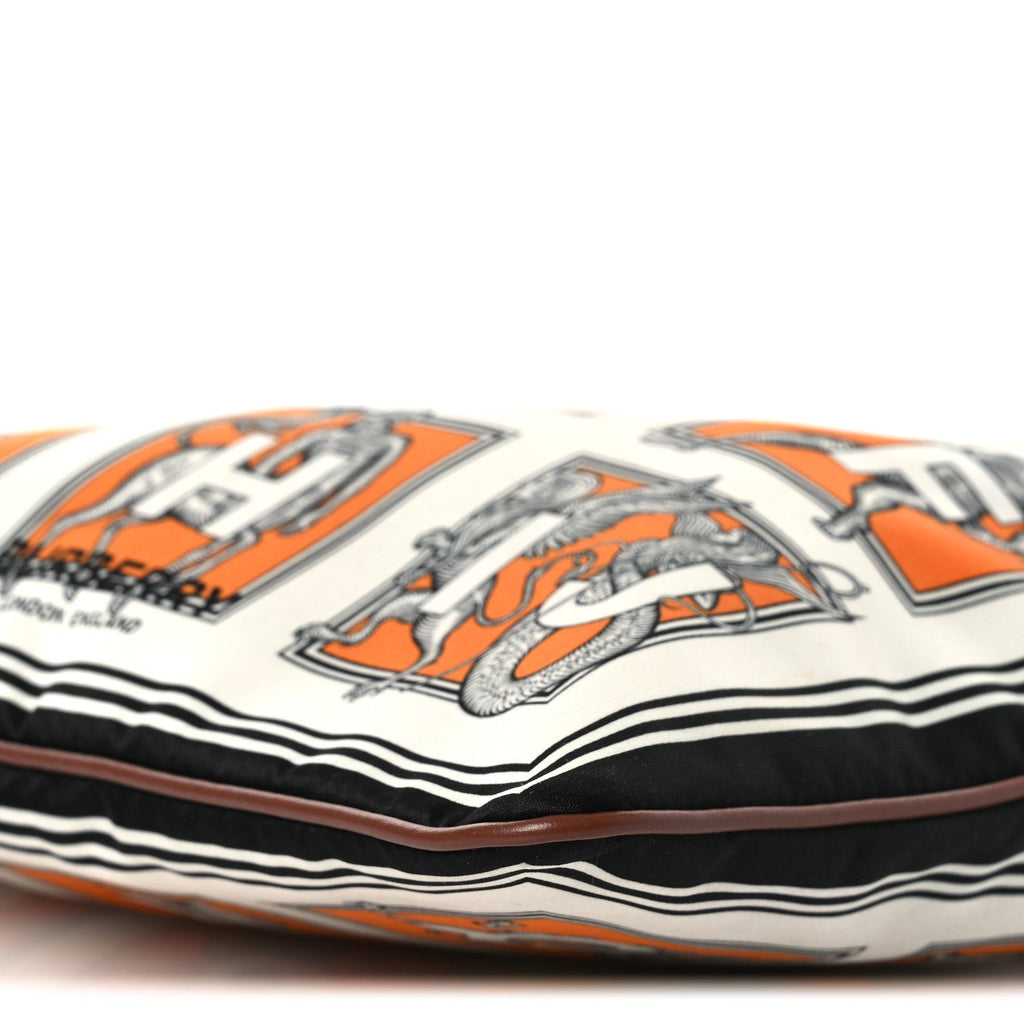 Satin Mythical Alphabet Drawstring Pouch Orange Black White