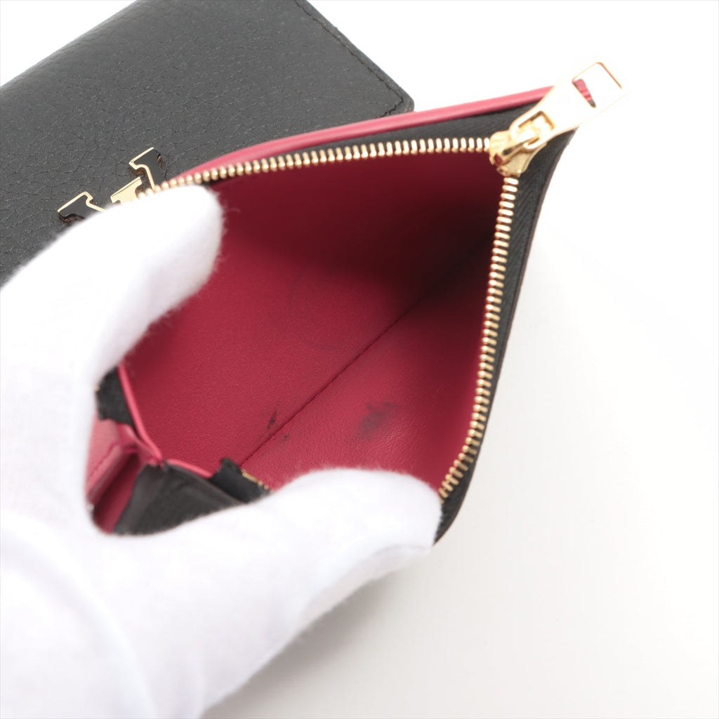 Louis Vuitton Noir Rose Cuir Taurillon Capucines Compact Wallet [Clearance Sale]