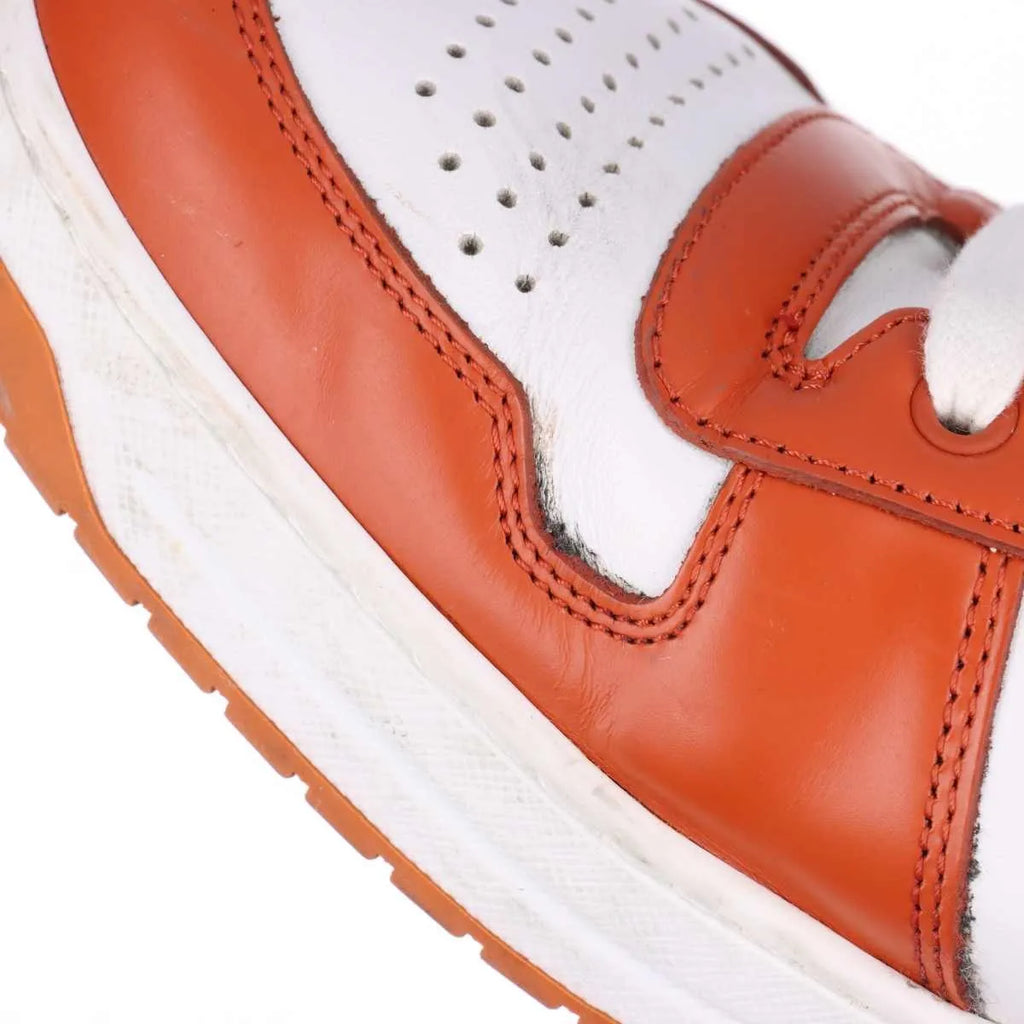 Prada Downtown Leather Sneaker Brown x White