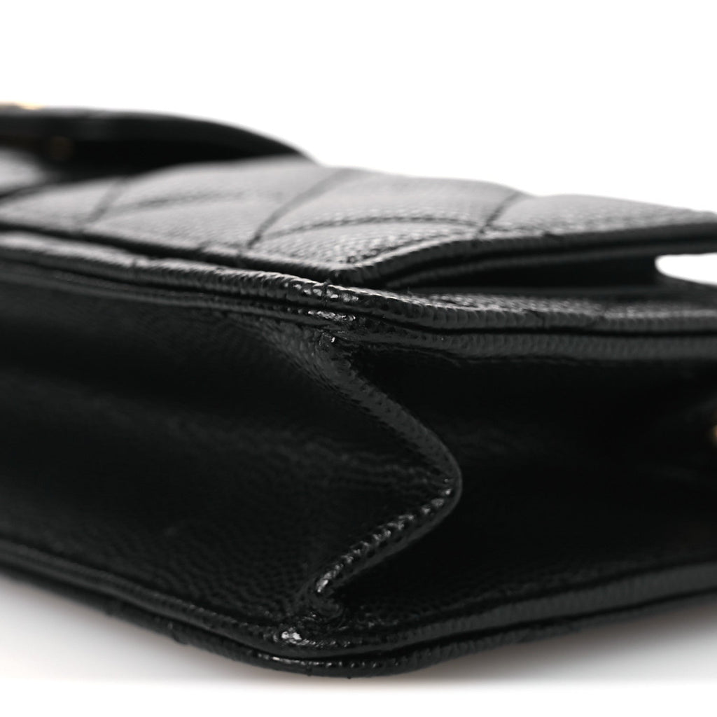 Caviar Quilted Polly Pocket Pouch Black