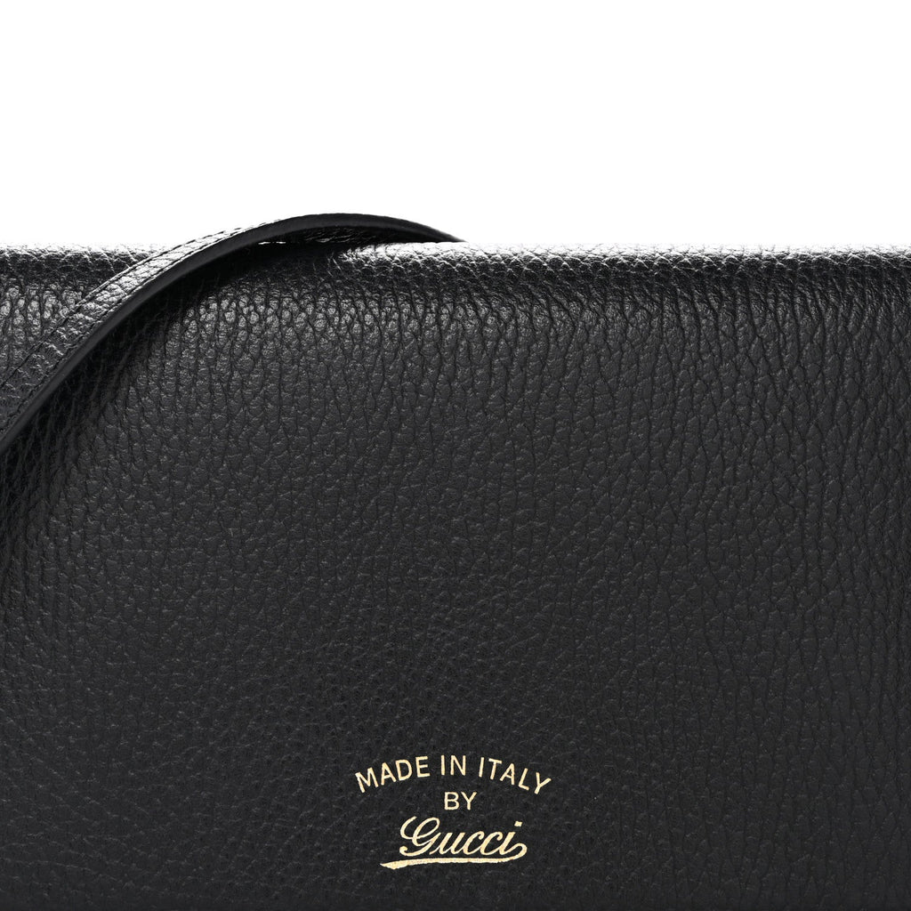 Dollar Calfskin Mini Swing Wallet Bag Black