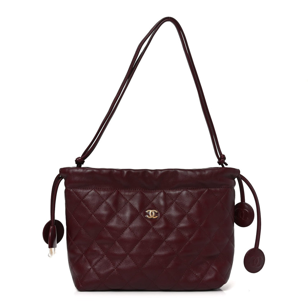 Pony Hair Printed Drawstring Clutch With Strap White Black Dark Burgundy