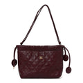 Pony Hair Printed Drawstring Clutch With Strap White Black Dark Burgundy