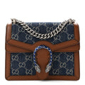 New Denim GG Monogram Dollar Calfskin Enamel Mini Dionysus Shoulder Bag Blue Tea Cuir Epilog Electric Blue