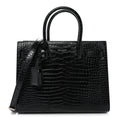 Calfskin Crocodile Embossed Baby Sac De Jour Black