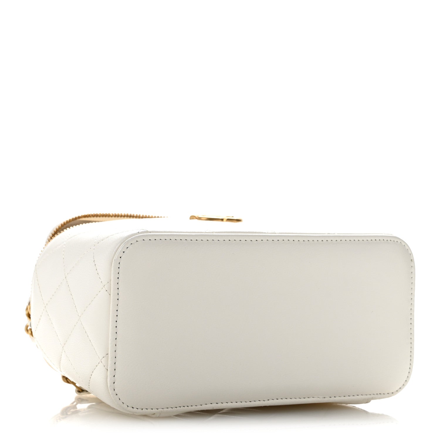 Goatskin Quilted Punk Essentials Vanity Case With Chain White