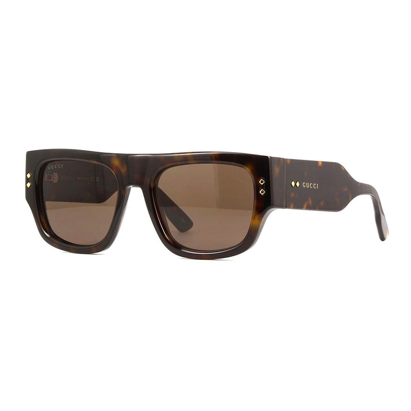 Gucci Sunglasses Square Full Rim, Dark Havana Frame and Brown Lens GG1262S002