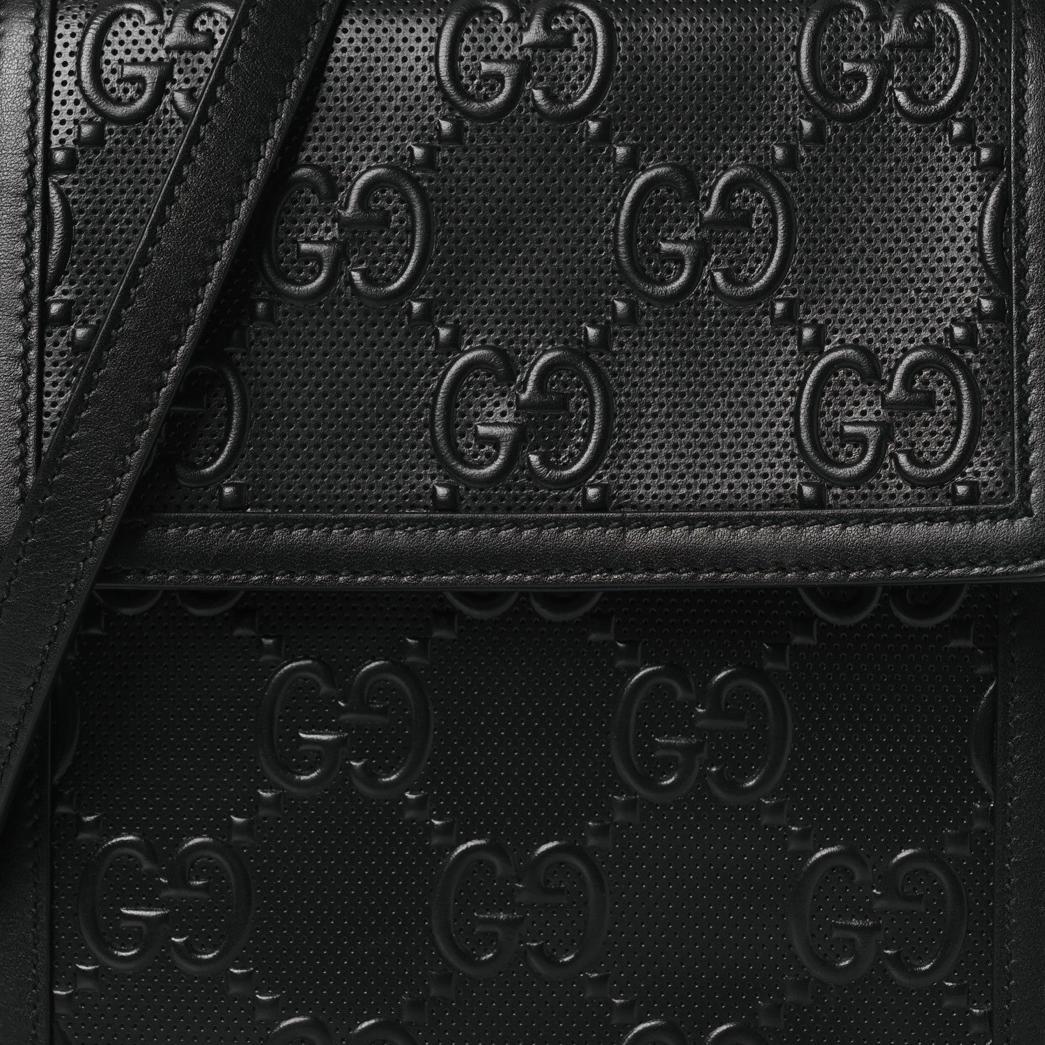 Calfskin GG Tennis Embossed Messenger Bag Black