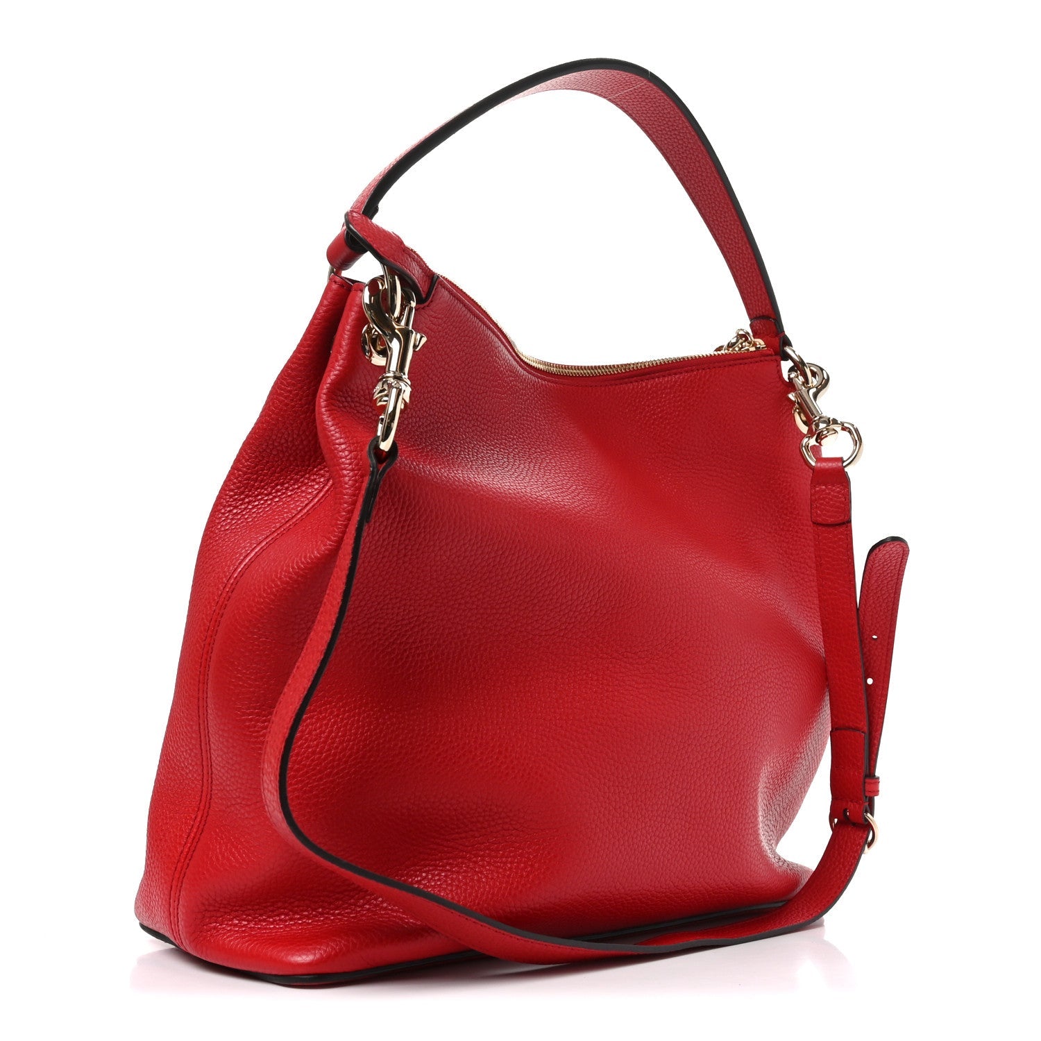 Pebbled Calfskin Large Soho Hobo Tabasco Red