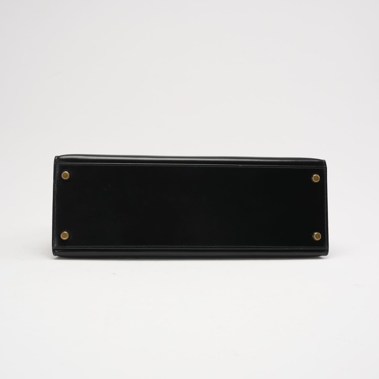 Hermès Vintage Black Kelly Sellier 32 Box Leather 1985