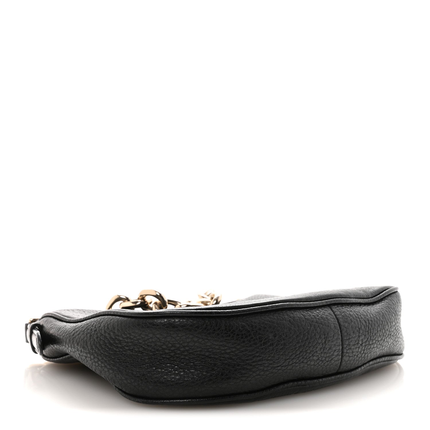 GG Grainy Calfskin Emblem Small Half Moon Shoulder Bag Black